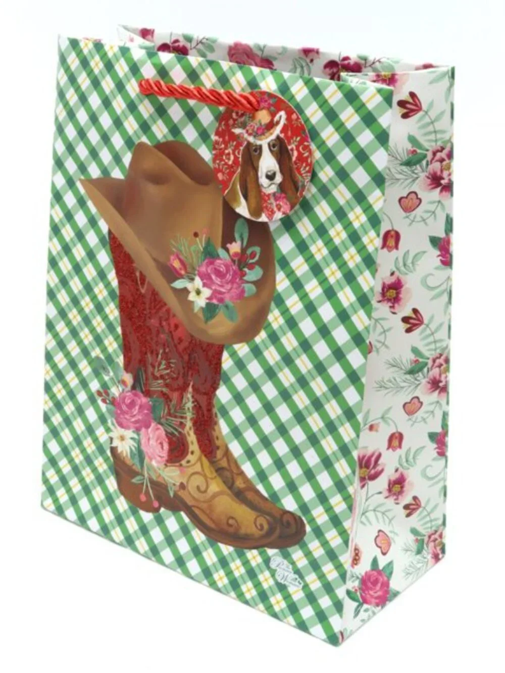 This set includes 5 Christmas gift bags featuring foil or glitter paper designs